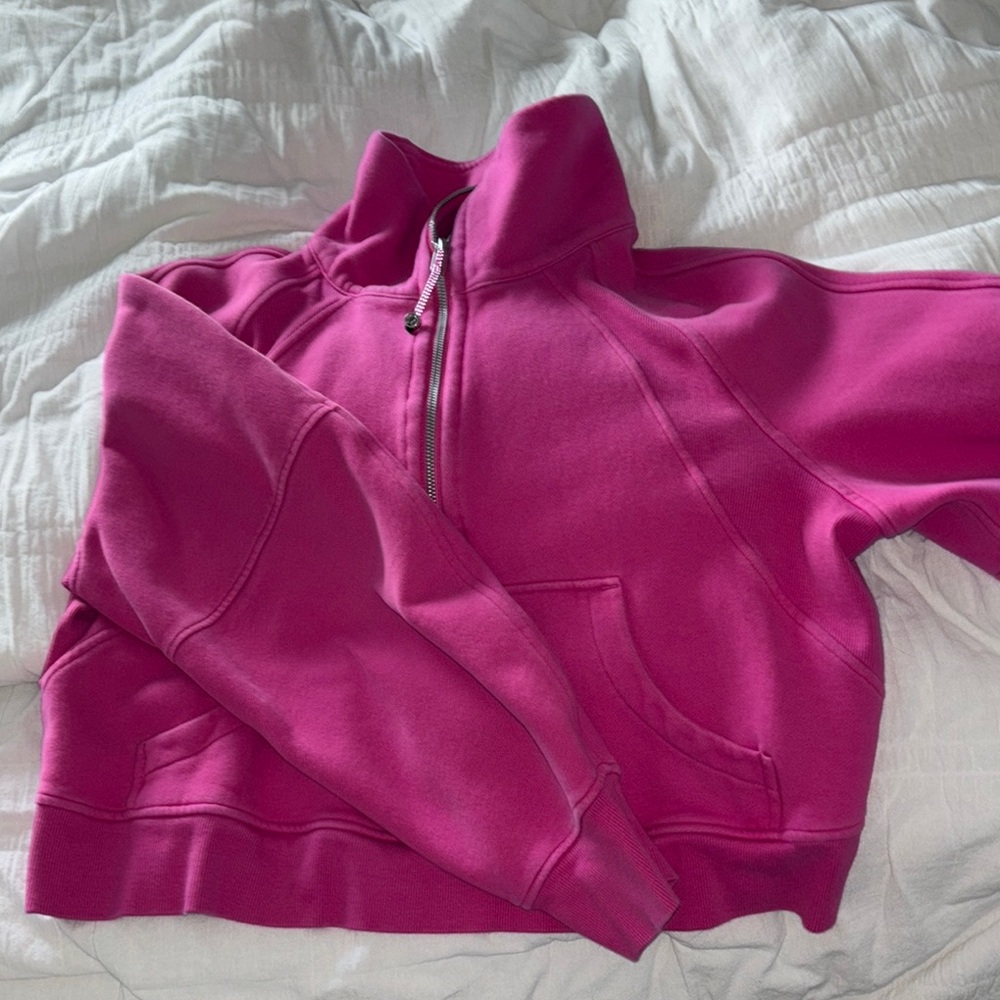 lululemon half zip oversized funnel neck scuba size xs/s in sonic pink